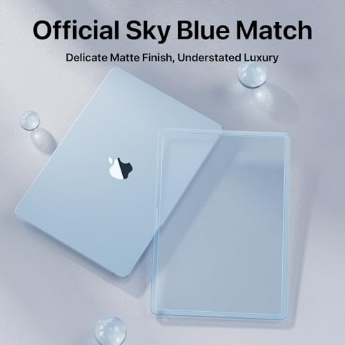 Image of Soonjet for MacBook Air 15 inch Case | M5 M4 M3 M2 2026 2025-2023 | Thinner, Lighter, Tougher | True-to-Original Color | Protective Hard Shell Laptop Cover | A3448 A3241 A3114 A2941 | Sky Blue Clear