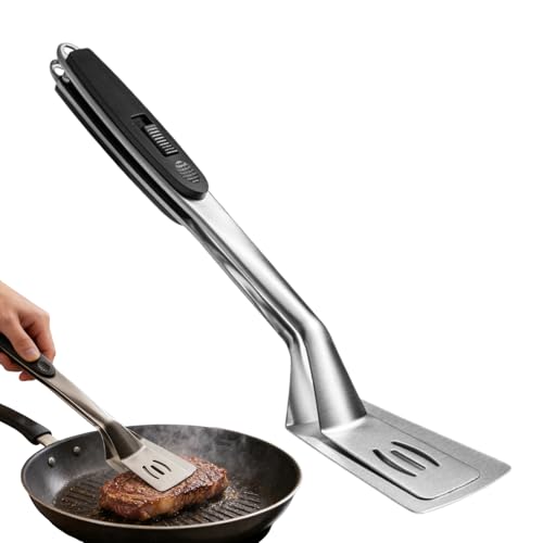 Yplkm Pinzas para Barbacoa | 2 En 1 Espátula De Acero Inoxidable Con Bloqueo - Pinzas De Cocina Con Bloqueo Para Barbacoa Y Alimentos,Para Cocinar Hogar Apartamento Restaurante Exterior Camping