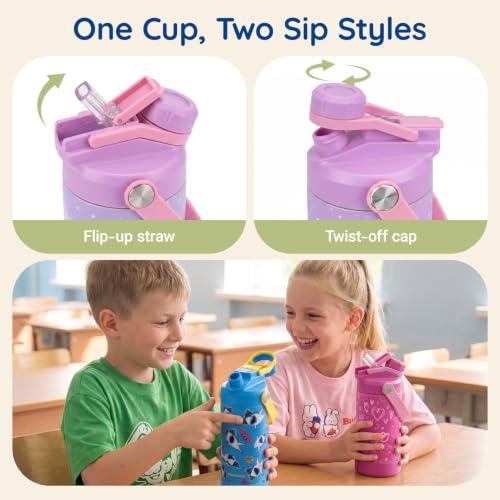 Mommore 12 oz Botella Térmica Aislada para Niños 2-en-1 con Sorbete y Boca para Beber miniatura 2