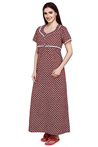 Image of Evolove Women's Cotton Long Maxi Maternity Feeding Night Gown with Pockets, Super Soft Comfortable (LNG-Feeding)
