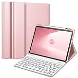 Fintie Keyboard Case for iPad Pro 11-inch (4th / 3rd Generation) 2022/2021 - Soft TPU Back Cover with Magnetically Detachable Bluetooth Keyboard, Also Fit iPad Pro 11" 2nd / 1st Gen, Rose Gold