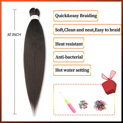 Pre-Stretched Braiding Hair ShowJarlly Hair African Braid Extension 6Packs/Lot Knotless Braiding Hair Extensions Hot Water Setting Crochet Braids Braiding Hair (30inch,4#) - Image 4