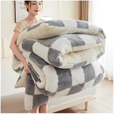 YySXIQ Breathable Warm Bed Comforter, Warm Thickened Comforter Core, Double Sided Fluffy Milk Fleece Quilt Blanket, Comfortable Warm Comforter Core for Bed Couch Sofa(D,180x220cm/4kg) Cover