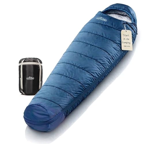 Outdoro Schlafsack 3-4 Jahreszeiten für Outdoor & Camping im Frühling, Herbst & Winter -...