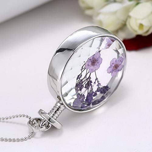Yazilind Platinum Plated Diy Dried Lavender Flower Round Lockets Pendant Chain Necklace Gift Women #TOP2