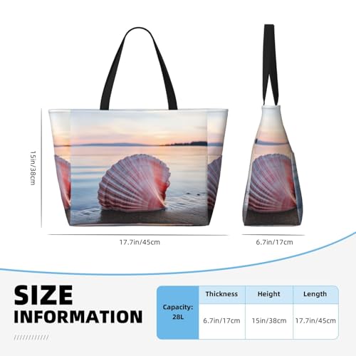 seashells on the beach Print Large Capacity Foldable Washable Zipper Beach Travel Tote Bag ShoppingBag4