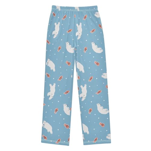 ZZXXB Bear and Fish Boys Long Pants Soft Trousers Elastic Waist Kids Lounge Bottoms with Pockets S-XL