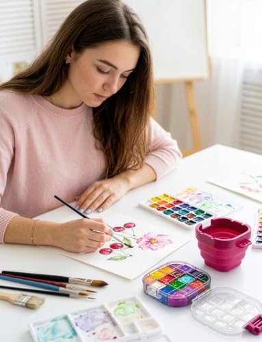 Caja de almacenamiento de pintura acrílica portátil para pintar al aire libre y viajes 8