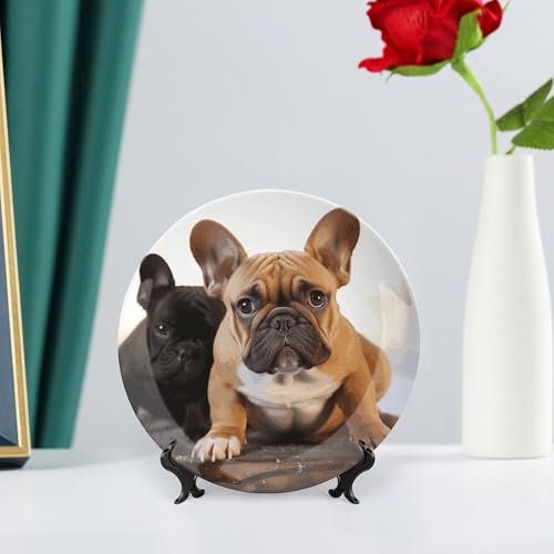 Plato decorativo Bulldog francés Bone China 7 pulg miniatura 6