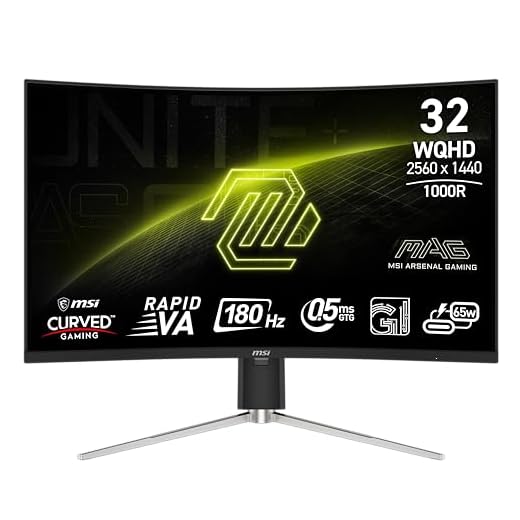 MSI MAG 325CQRF QD E2 31.5-inch 2560 x 1440 (QHD) Computer Monitor, 180Hz, Adaptive-Synch, HDMI, DP Port, VESA Mountable, Tilt, Speaker, 0.5ms, Black