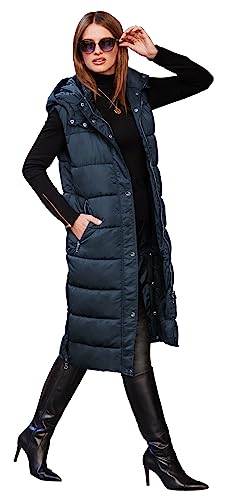 NUTEXROL Women's Winter Puffer Quilted Long Vest Thicken Warm Down Sleeveless Jackets Coat2