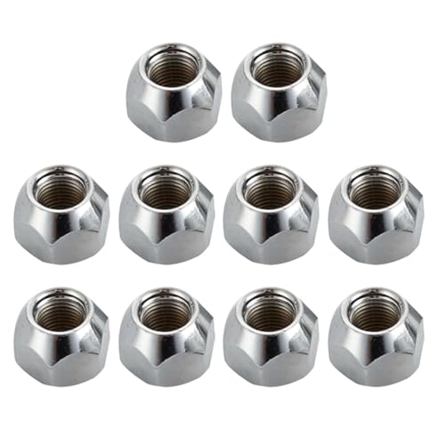 Buaak 10Pcs M12 1.5 Trailer Lug Nuts Wheel-Nut Wheel-Trailer Tire Acorn Nut Applicable to Toyota Coaster Prado Land Cruiser 90942-01033 Silver