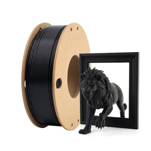 Image of Black Filament 250g, PLA Force 3D Printer Filament 1.75mm + /-0.03mm Accuracy, Black PLA Filament Cardboard Spool(0.55lb)