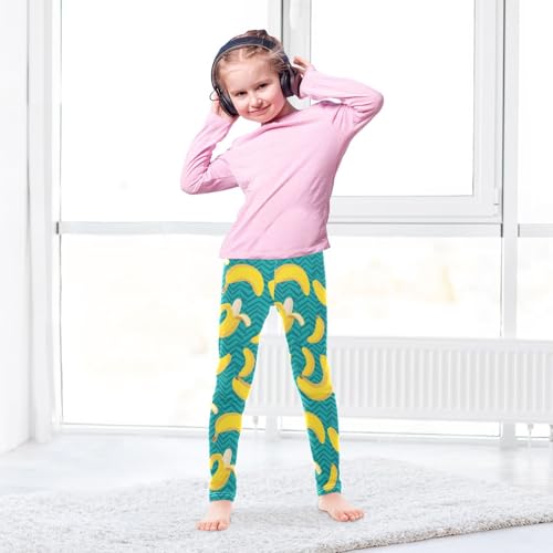 ALAZA Girls' Leggings Children's Yoga Pants Skinny Printed Dance Striped Banana Comfortable 4T3