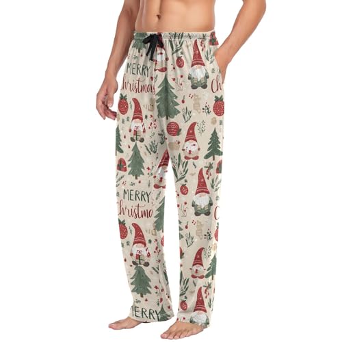 Christmas Gnomes Snowflakes Pajama Pants Winter Mushroom StarLounge Sleepwear PJs Men's Pajama Bottoms Sleep Pants M4