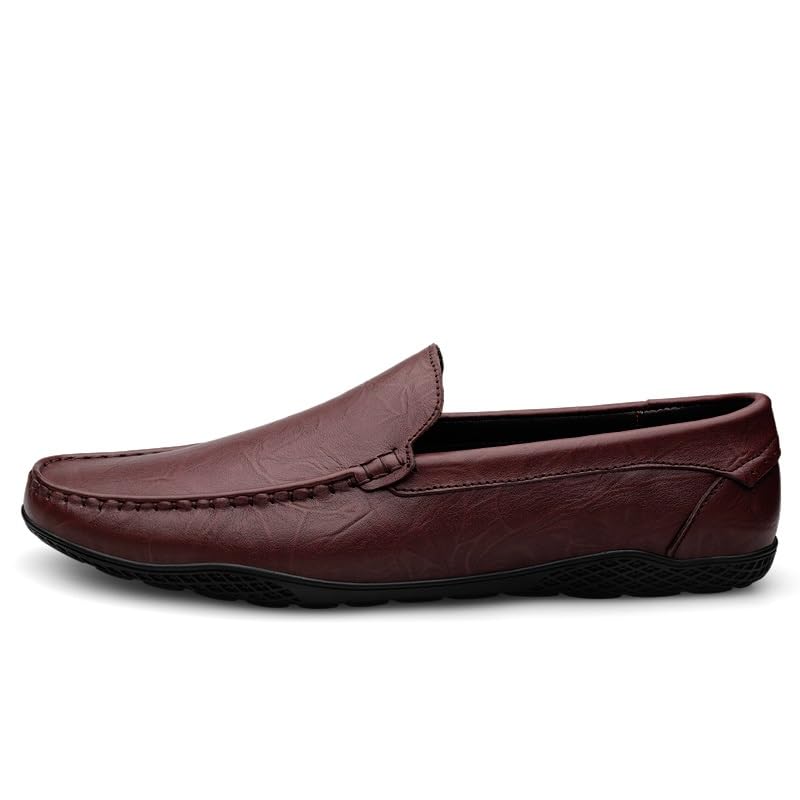 Men's Loafers Simple Round Toe Solid Color Leather Loafers Anti-Slip Comfortable Lightweight Classic Slip On3