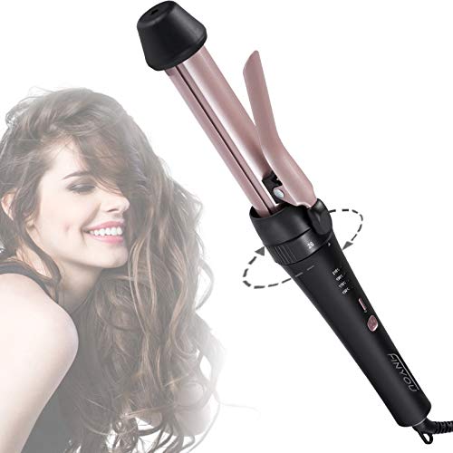 Hair Curler,FINYOU 3 in 1 Curling Wand, Ceramic Tourmaline Hair Curling Iron, Heat Up Quickly Adjustable Temperature Crimper , Professional Hair Waver Hair Curler for All Hairstyles（Black & Pink）
