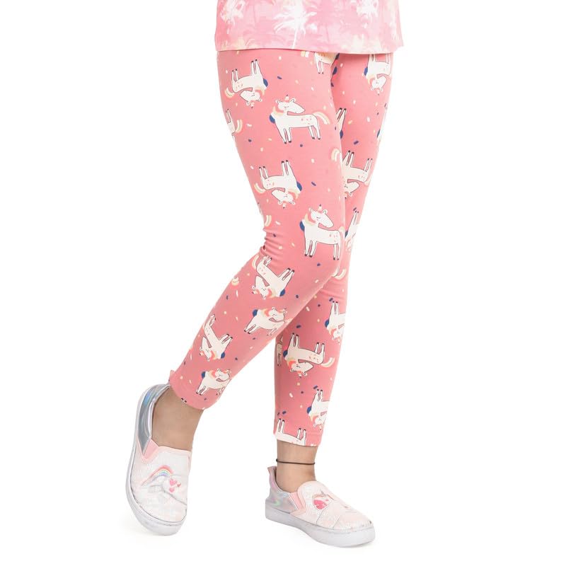 Image of ARIEL Cotton Printed Non-Transparent Regular Fit Ankle Length Leggings for Girls