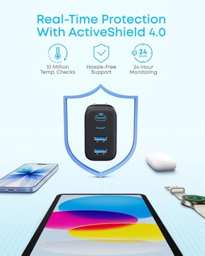 Image of Anker USB‑C Charger, 2-Pack, Fast Charge up to 50W, 2 USB‑C and 2 USB‑A Ports, Compact and Stable Design, Compatible with iPhone 17 /16 Series, MacBook, iPad, Pixel, Galaxy and More