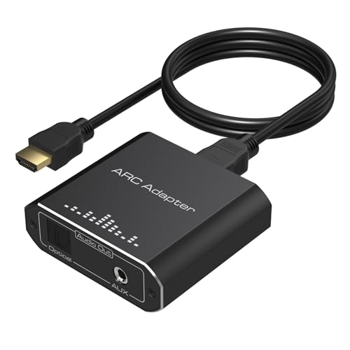 DONGJIAN HDMI ARC Audio Extractor 192KHz Just Work for HDTV ARC to Optical/RCA Audio Converter RCA to 3.5MM AUX+Toslink Output Suitable for Soundbar Speaker Headphones Amplifier No CEC