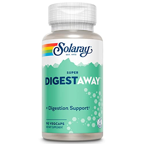 Image of SOLARAY Super Digestaway Digestive Enzymes - Pancreatin, Papain, Ginger, Pepsin, Betaine HCl, Aloe Vera, and More - Digestion & Nutrient Absorption Support - Lab Verified - 90 VegCaps