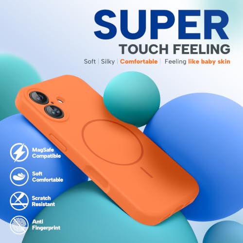 Image of Miracase Magnetic for iPhone 17 Case, Compatible with MagSafe, Integrated Silicone Camera Control Cover, 3.0mm Thicken Shockproof Drop Protection Phone Case for 17,Sunset Orange