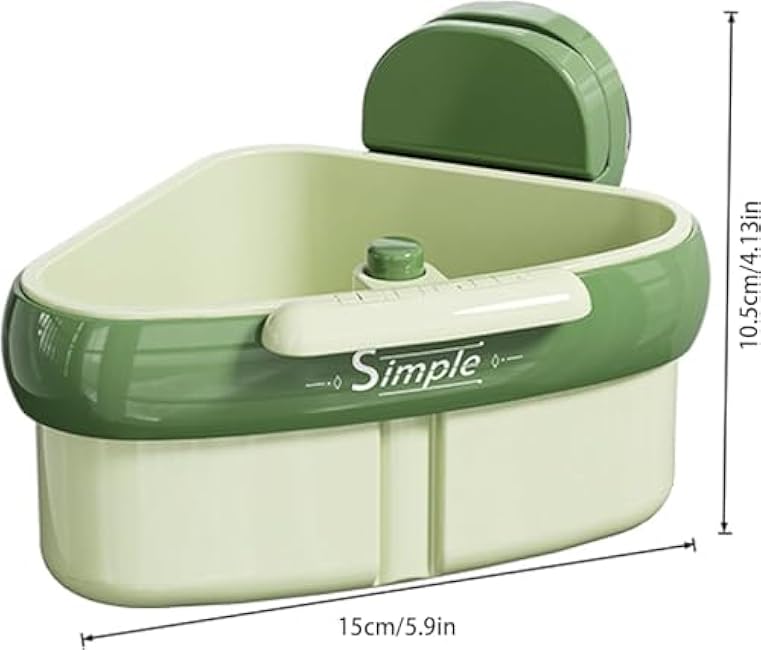 Wideous Curetoaway Suction Cup Sink Corner Rack ¨C Triangular Basket Shelf with Drain Hole, Removable Plastic Sink Storage Holder for Kitchen or Bathroom (Beige*2)