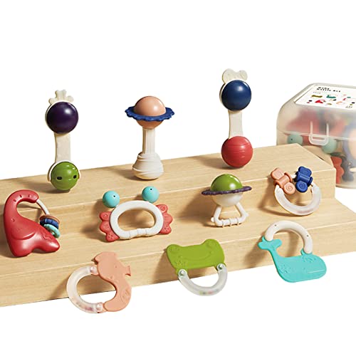 Image of Bc Babycare 10 PCS Baby Rattles 0-6 Months, Soft Silicone Teething Toys for Babies 6-12 Months, Baby Toys 0-6 Months, Newborn Toys Gift Set for 0-3M