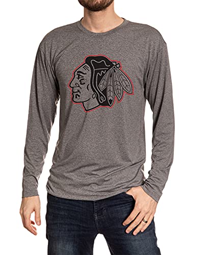Calhoun NHL Mens Performance Rash Guard Base Layer Long Sleeve Shirt (XX-Large, Chicago Blackhawks)