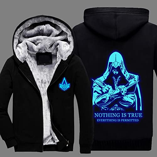 WIOSEN Hommes Vestes en Polaire d’extérieur Manteau Assassin/Creed Zip Up Sweat à Capuche d’Hiver Sweat-Shirt épais à Capuche Cardigan Hoody pour...