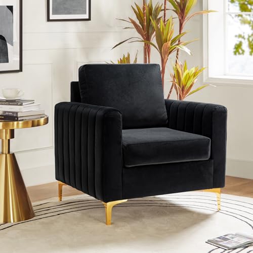 HULALA HOME Velvet Accent Club Chair, Modern Velvet Armchair Upholstered Accent Club Chair...