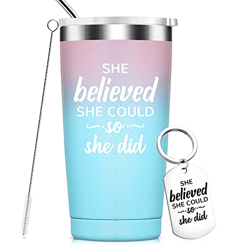 Inspirational Gifts for Women, She Believed She Could So She Did, Birthday Congratulations Gifts for Women, Girls, Friend, Coworker, Going Away, College Graduation, Job Change,20 Oz Insulated Tumbler