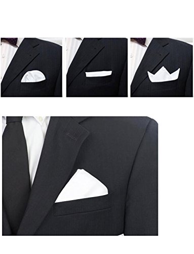 Image of 3-Pk Mens Cotton White Pocket Square with Color Border(10 Colors)