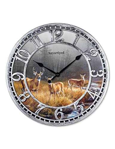 Great-Looking-Deer-Clock-Wildlife-Wall-Clock-Silent-Non-Ticking-Battery-Operated-12-Inch-Quality-Plastic-Round-Wall-Clocks-for-Home-Kitchen-Living-Room-Bedroom-Office-Decor-Antique-Silver Great Looking Deer Clock Wildlife Wall Clock Silent Non Ticking Battery Operated 12 Inch Quality Plastic Round Wall Clocks for Home Kitchen Living Room Bedroom Office Decor Antique Silver