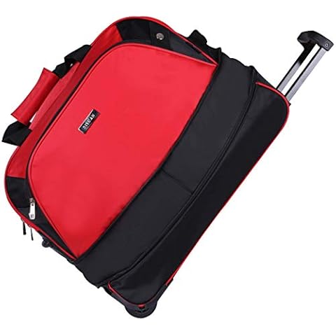 SIYUAN Tote Suitcase Duffel Bag with Wheels Mens Womens Medium Luggage Trolley Case Rolling Duffel Red Medium 20 Inches Cover