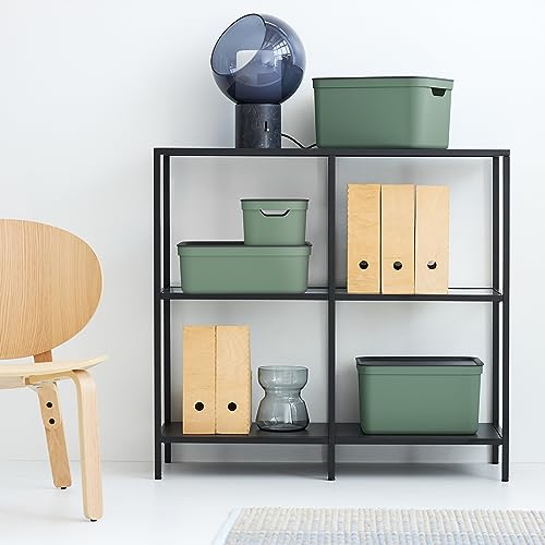 Jive Dekobox 3er-Set Aufbewahrungsbox 5l mit Deckel, Kunststoff (PP recycelt), grün/anthrazit, 3x5l (26.5 x 18.5 x 13.2 cm)