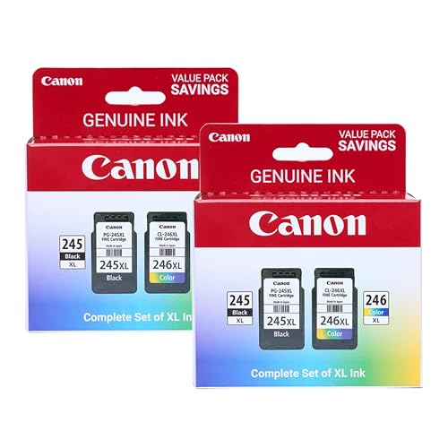 Image of Canon PG-245XL / CL-246XL High-Yield Ink Cartridge Combo - 2-Pack (2 Black, 2 Tri-Color) | Compatible PIXMA MG2522, MX492, TS3122, TR4520 & More | Crisp Text & Vibrant Color Prints