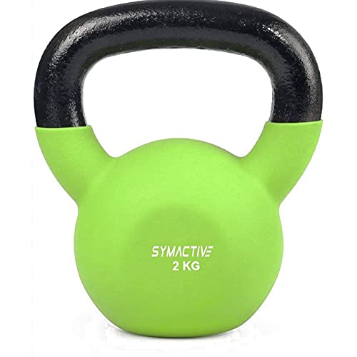 Amazon Brand – Symactive Neoprene Coated Solid Kettlebell for Gym Exercises, 2 kg