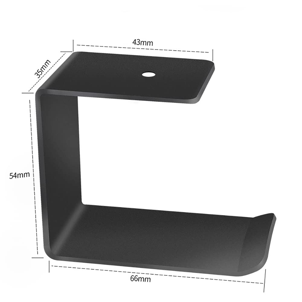 Paquete de 2 ganchos de aluminio para auriculares debajo del escritorio, con cinta adhesiva fuerte VHB, soporta 5 libras (negro)