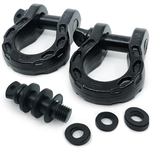 GearAmerica Mega Shackles – 68,000 lbs Capacity, Stronger Than 3/4" D Rings –Tow Shackle & 7/8" Pin & Washers – Securely Connect Tow Strap or Winch Rope for Off-Road Recovery - Black, 2-Pack