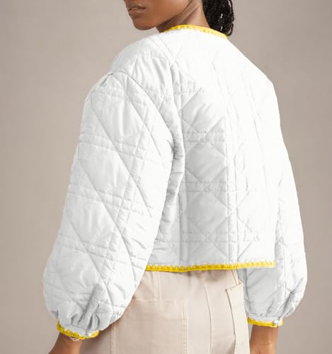 UATKIMI Women’s Lightweight White Quilted Jacket – Cozy Cardigan for All Seasons, XS Size - Image 5