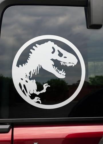Dinosaur Tyrannosaur World Safari Park Sticker Decal Vinyl Waterproof Stickers for Car Laptop, Bumper, Bottles, Computer, Phone, Stickers 5 Inches Glossy White Vinyl