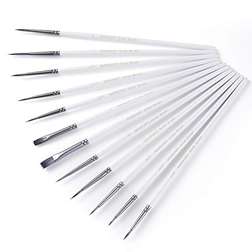 MARKART 12 Pieces Fine Detail Paint Brush Miniature Painting Brushes Kit Mini Paints Brush Set for Acrylic, Watercolor, Oil,Â  Art, Face, Nail, Scale, Model Line Drawing, Paint by Numbers