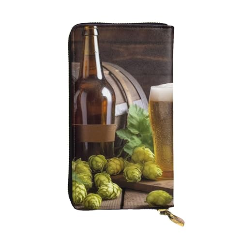 Portefeuille en cuir anti-piratage RFID grand format zippé mixte