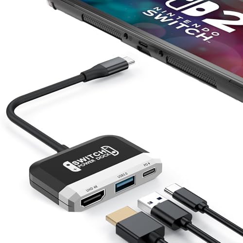 GKEAPZA Switch TV Dock para Nintendo Switch/OLED, Mini Dock portátil 4K HDMI TV Adapter con Puerto USB 3.0 Adicional, Tipo C 100W PD