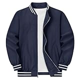[KEFITEVD] スイングトップ メンズ 防風 秋物 アウター ゴルフ ジャケット 撥水 ジャンパー カジュアル スタジャン 無地 ブルゾン ビジネス ジャケット ネイビー L