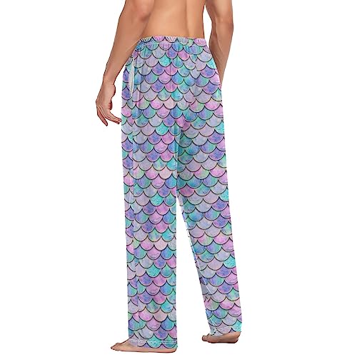 Men's Pajama Pants Super Soft Colorful Mermaid Fish Scale Sleep Lounge Pants Pjs Bottoms with Pockets4