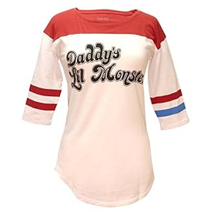 Bioworld-Suicide-Squad-Harley-Quinn-Daddys-Lil-Monster-Juniors-Raglan-T-Shirt Bioworld Suicide Squad Harley Quinn Daddy's Lil Monster Raglan T-Shirt (Medium) White