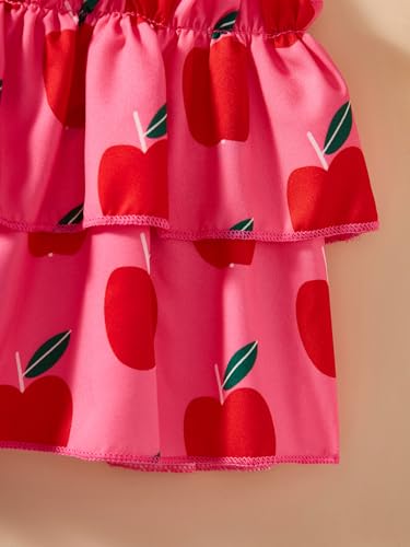 Image of Little Girls Skirt Set - 2 Piece Short Sleeve Top Shirred Tiered Skirt Outfit Girls Spring Summer Clothes 3-8 Years