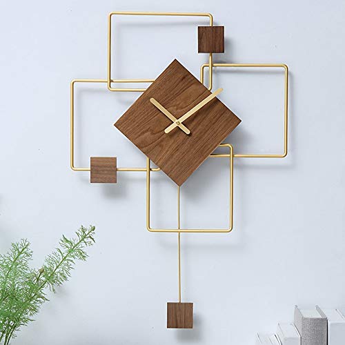 Horloge murale design géométrique marron grand format pour salon chic